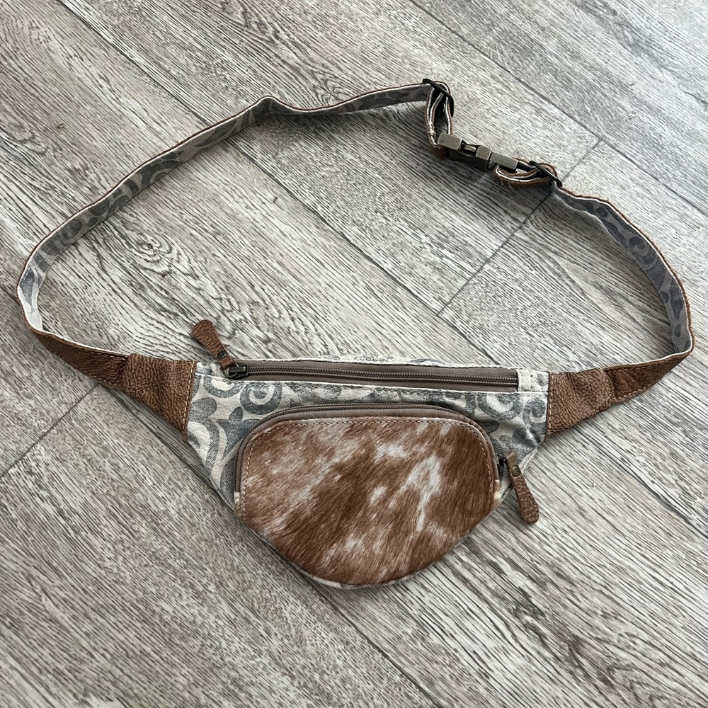 Myra Bag Brown and Gray Belt Bag